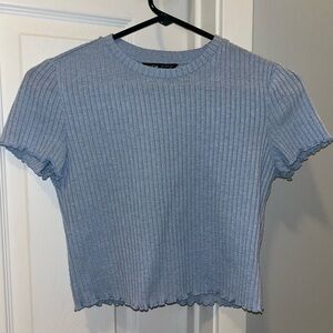 Cute light blue ribbed crop top